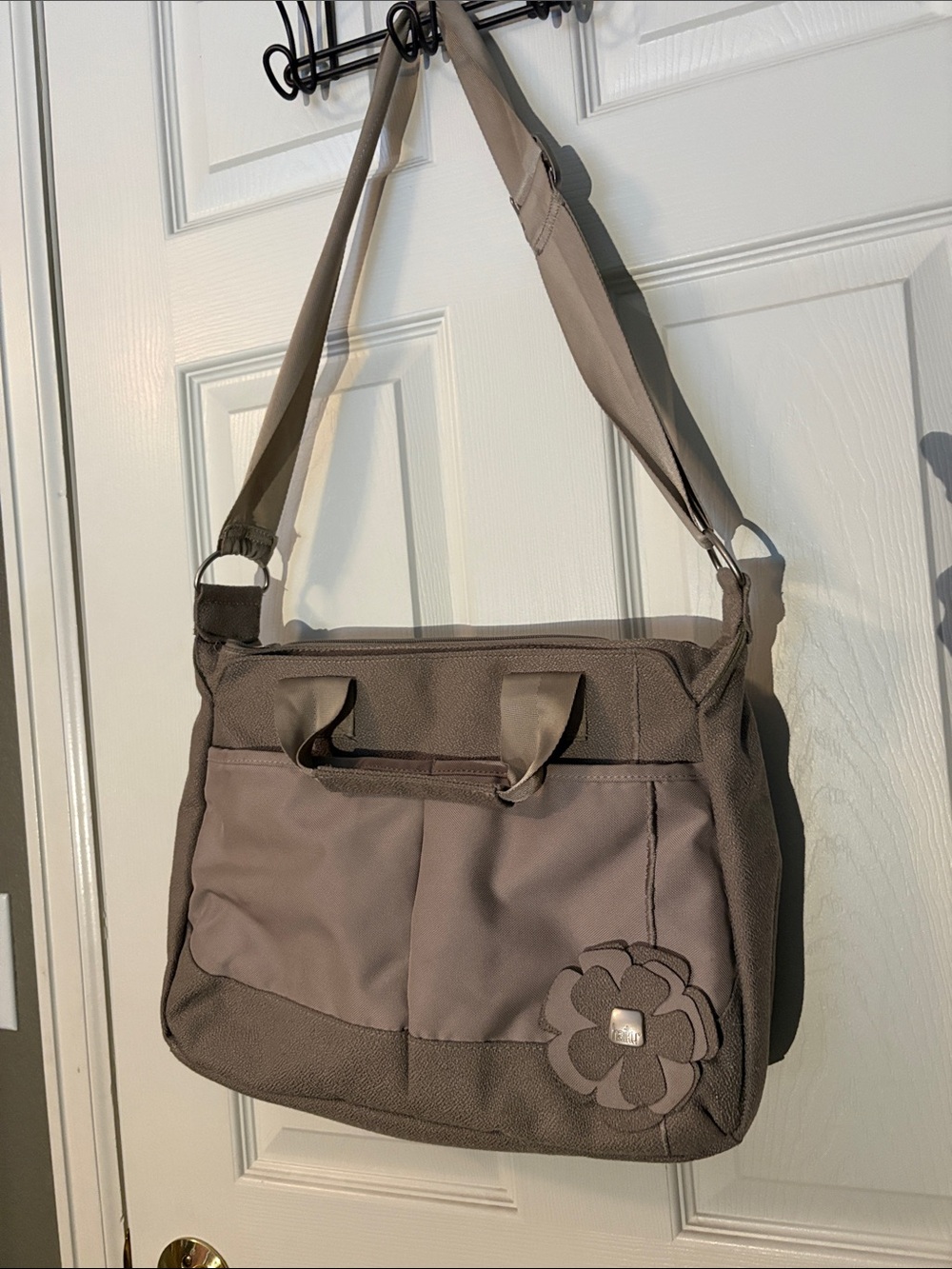 Haiku Taupe Floral Accent Shoulder Bag